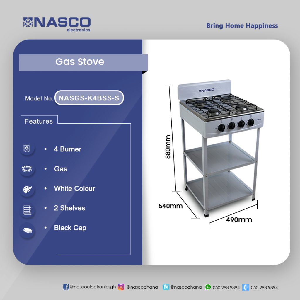 NASCO Table Top 4 Burner Gas Cooker With Shelves (K4BSSS)