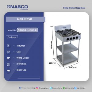 NASCO Table Top 4 Burner Gas Cooker With Shelves (K4BSS-S)
